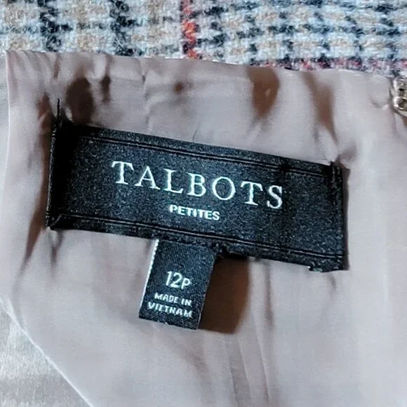 Talbots Tan Black Red Gold Plaid Wool Blend Pencil Skirt - 12P - Picture 5 of 6
